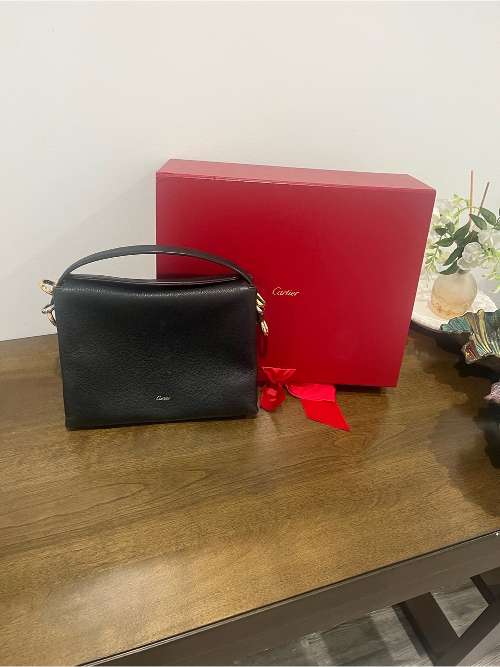 Cartier Trinity Black Leather Top-Handle Shoulder Bag
